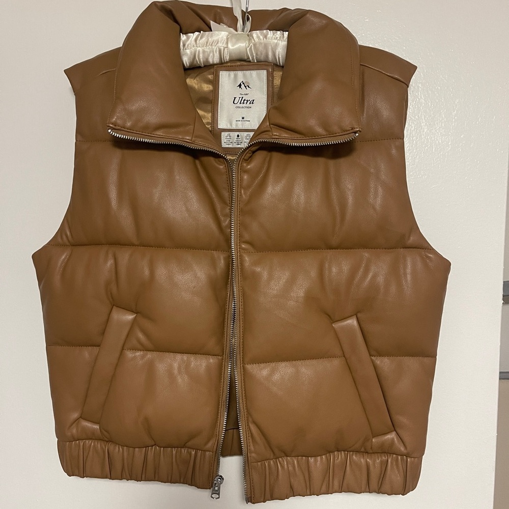 Abercrombie Camel Tan Cognac Leather Vest